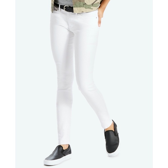 Levi's Denim - LEVI'S 711 Jeans Skinny Mid Rise Stretch White Size 14